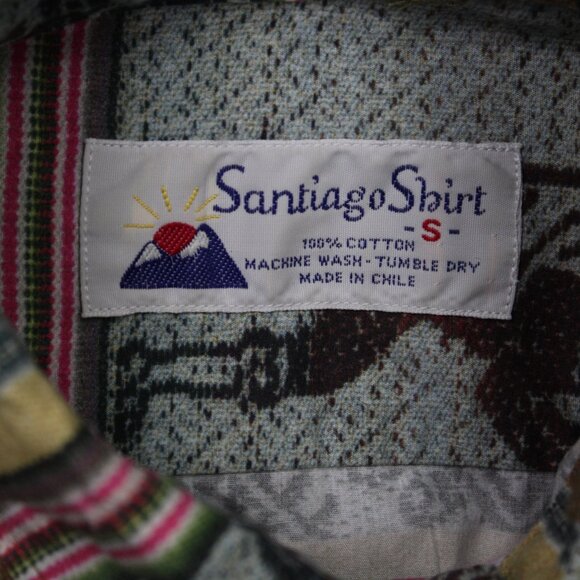 VTG Gitman Santiago Shirt Mens Small Green/Pink/Yellow Southwestern S/S Button - Picture 8 of 12
